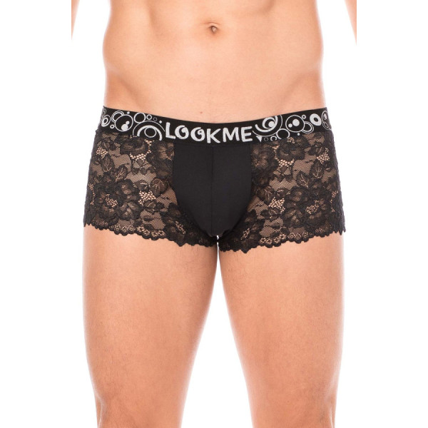 Boxer noir en dentelle délicate 